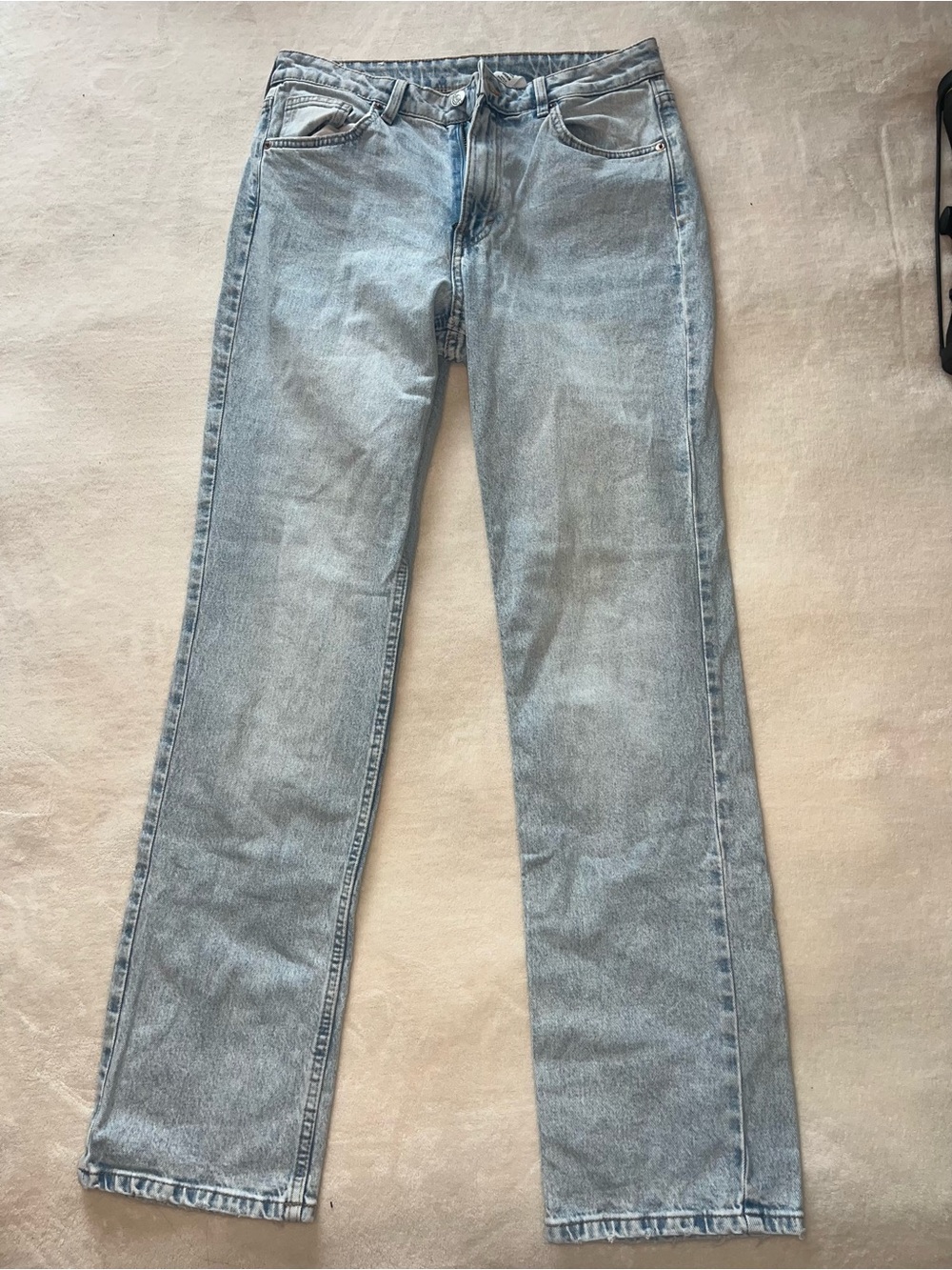 H&M & Denim Light Blue Womens Vintage Straight-Leg High Waist Jeans Cotton Sz 8